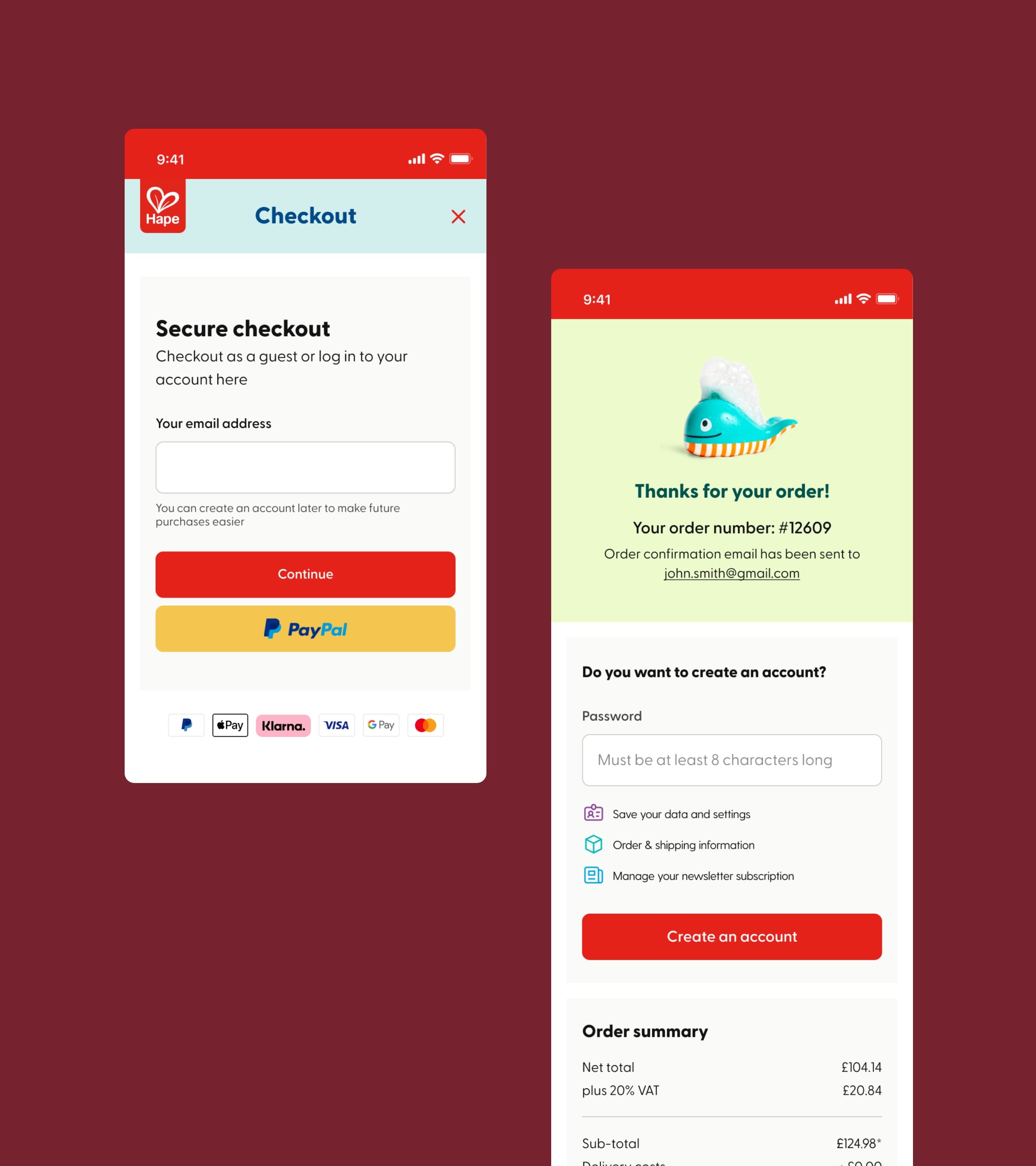 Hape eCommerce mobile Red