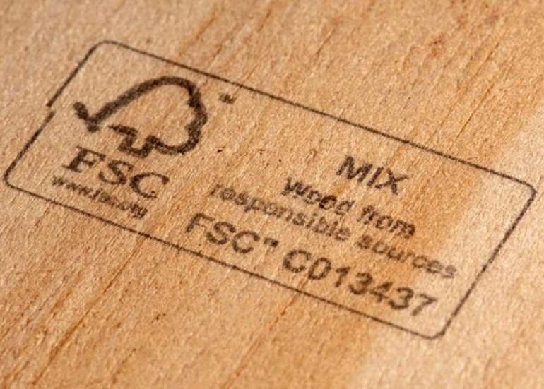 FSC Mix stamp on wood from responsible sources